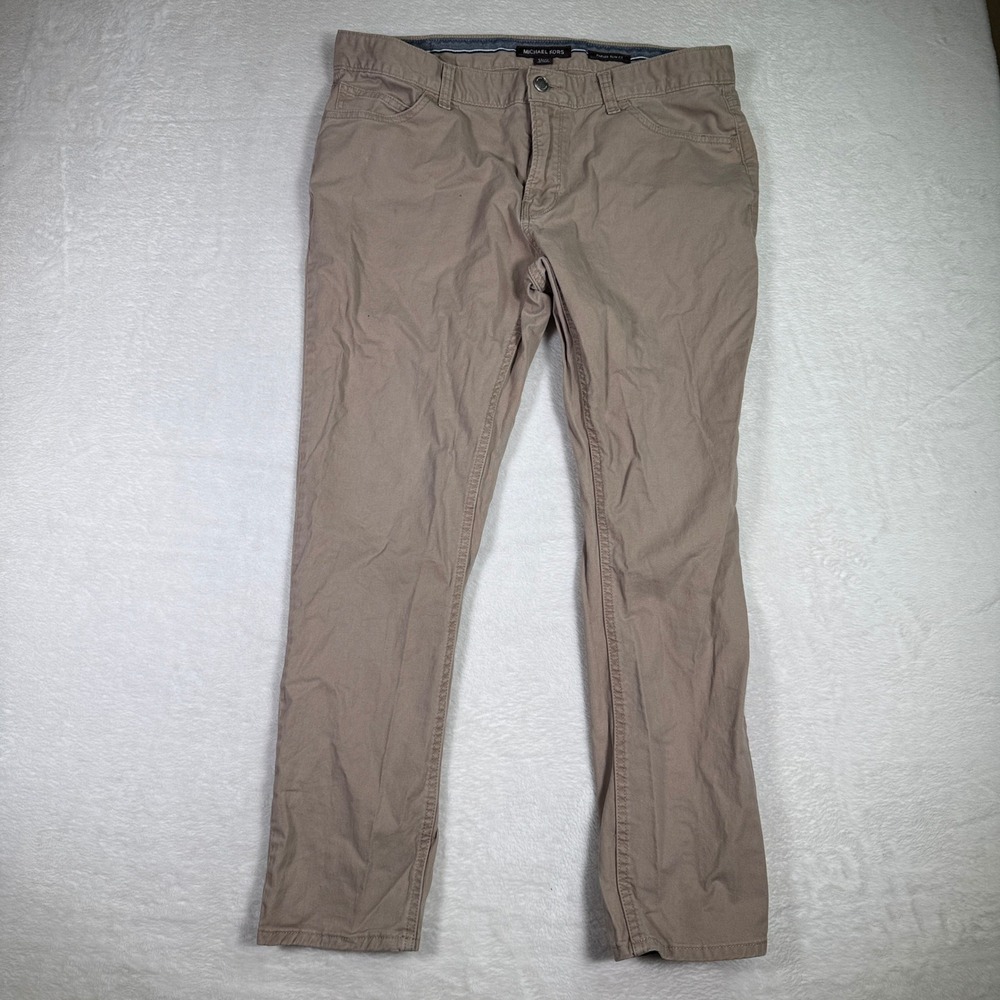 Michael Kors Parker Slim‎ Fit Mens Chino Pants Beige Size 34x30